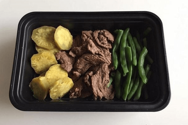 khoai lang luộc thịt bò hấp đậu luộc